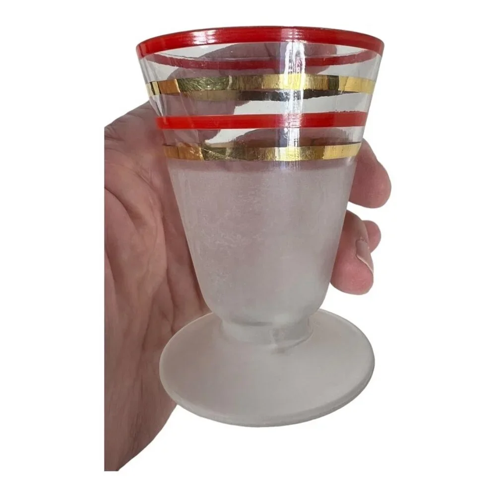 MCM Frosted Glass, Short‎ Stemmed Cordial Glasses